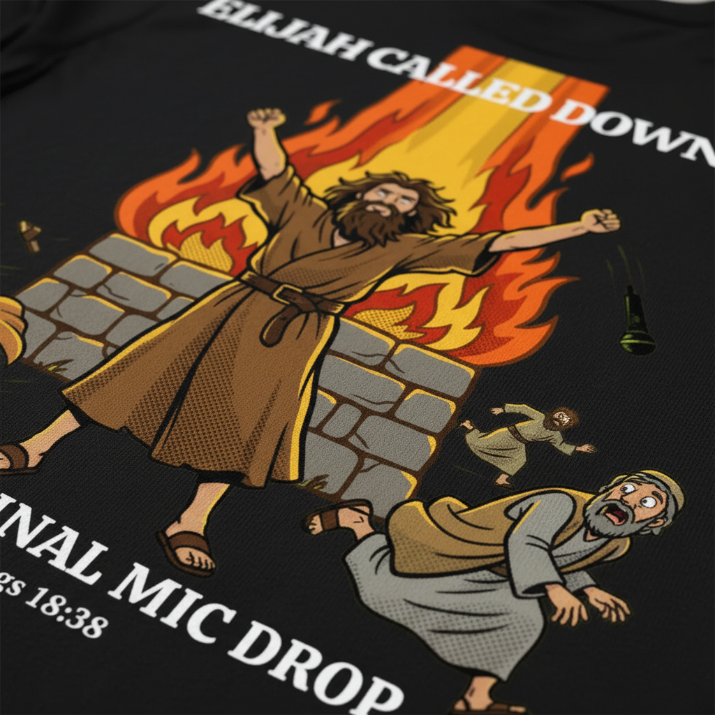 Elijah’s Fire Mic Drop T-Shirt__detail