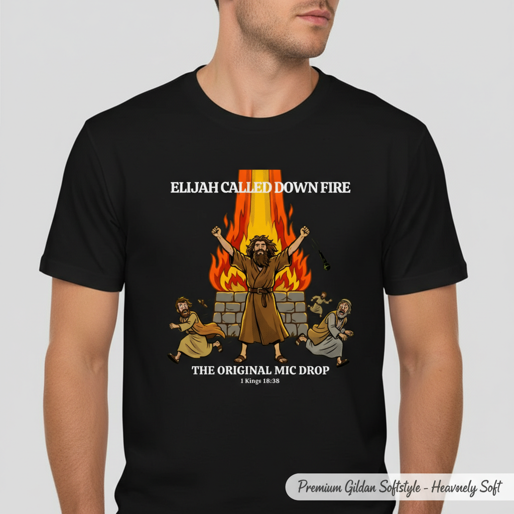Elijah’s Fire Mic Drop T-Shirt__space
