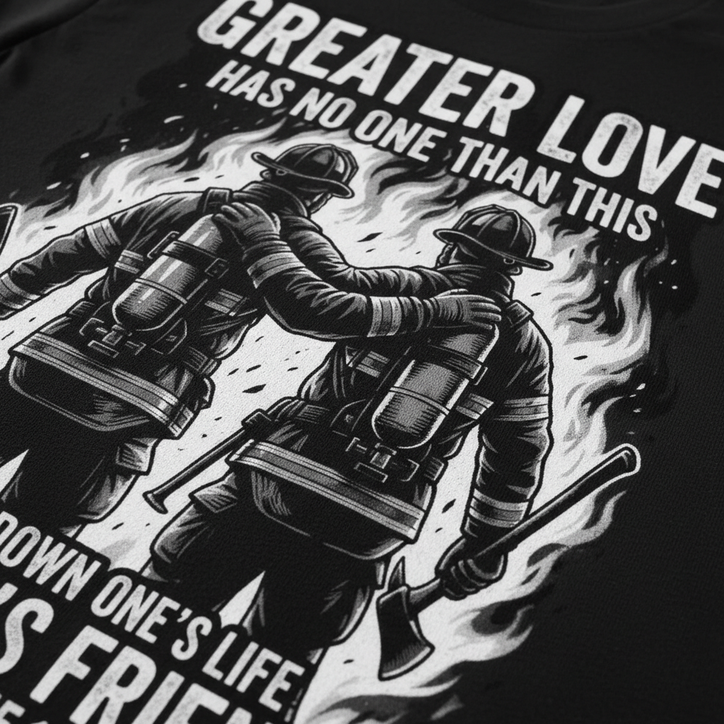 Greater Love Firefighter T-Shirt__detail