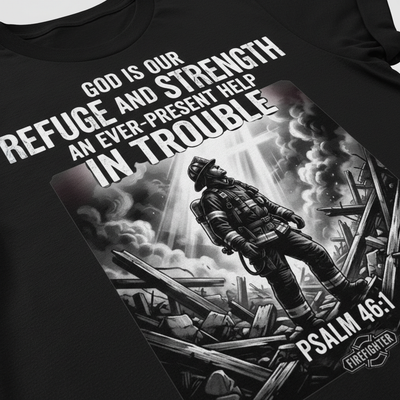 Firefighter Psalm 46:1 T-Shirt__detail