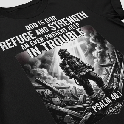 Firefighter Psalm 46:1 T-Shirt__detail
