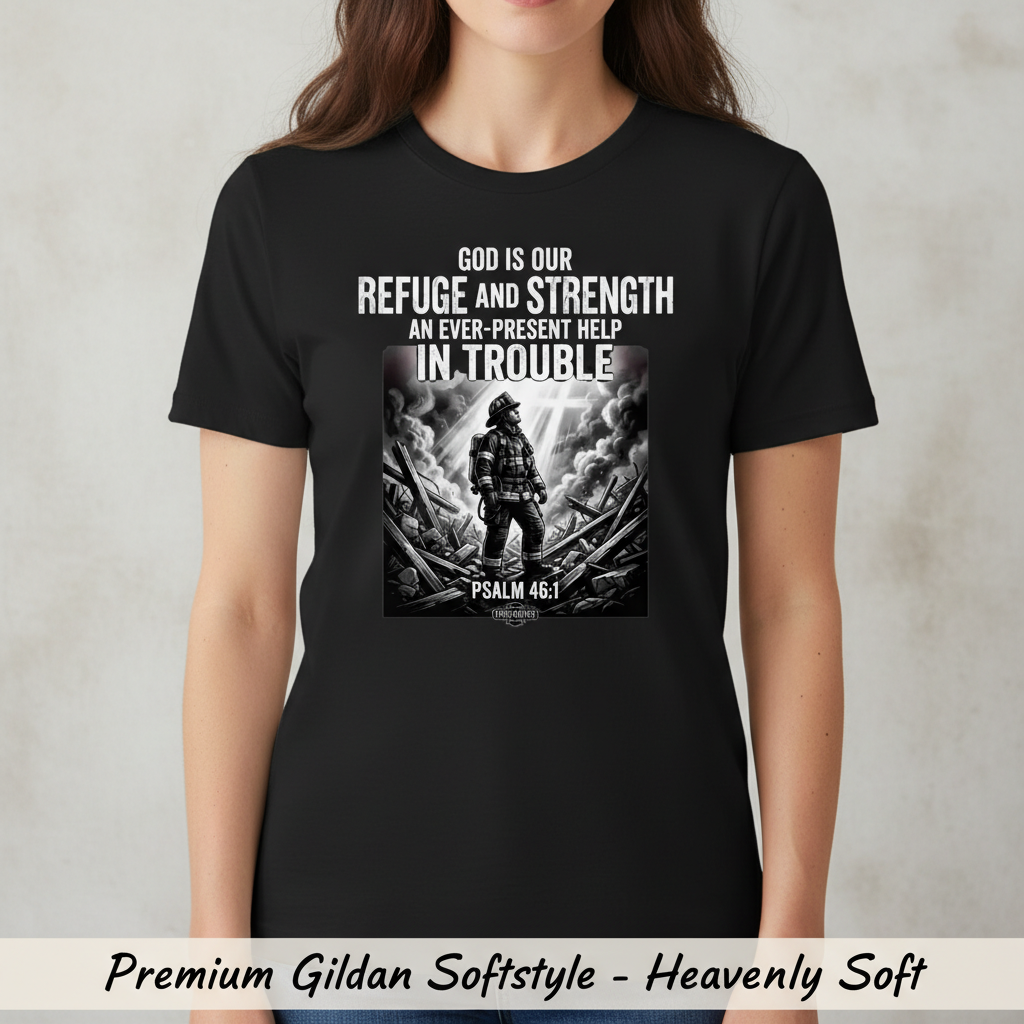 Firefighter Psalm 46:1 T-Shirt__space