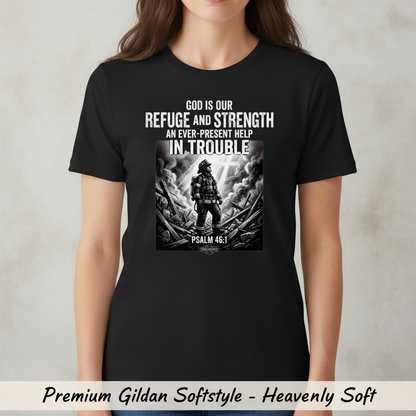 Firefighter Psalm 46:1 T-Shirt__space