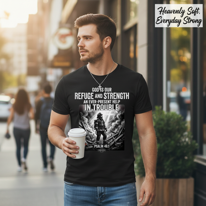 Firefighter Psalm 46:1 T-Shirt__use