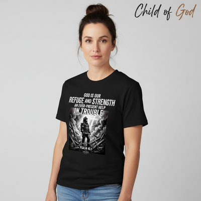 Firefighter Psalm 46:1 T-Shirt__hero