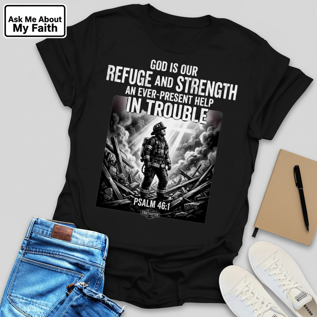 Firefighter Psalm 46:1 T-Shirt__pair