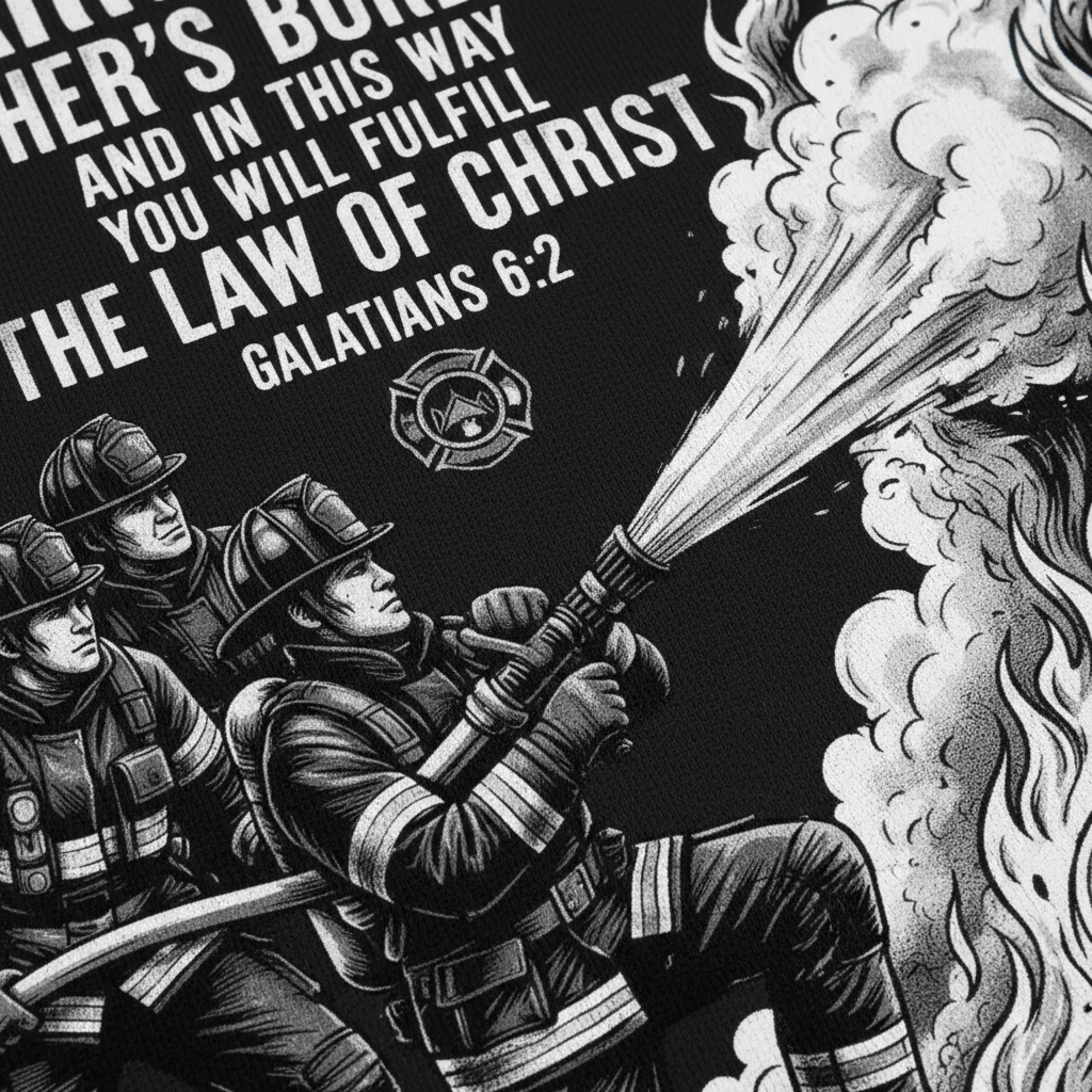 Law of Christ Firefighter T-Shirt__detail