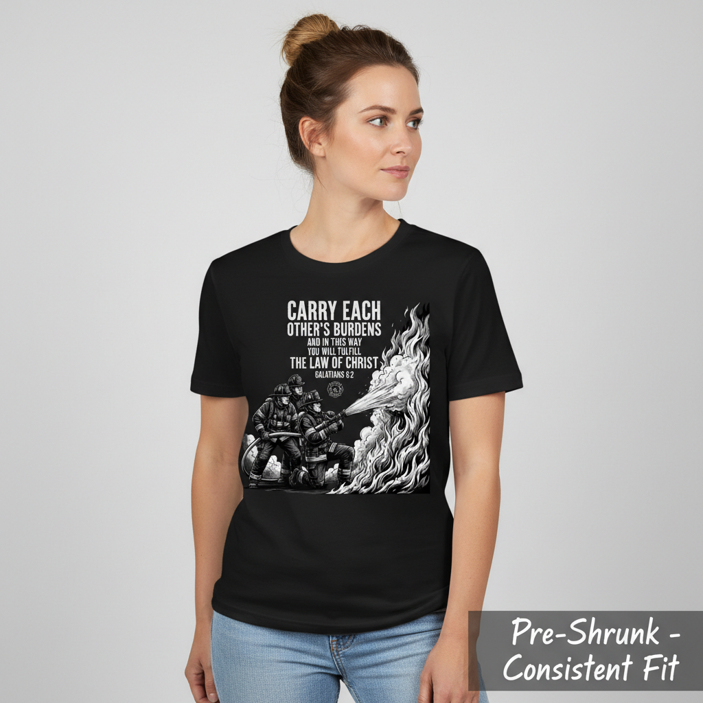 Law of Christ Firefighter T-Shirt__benefit