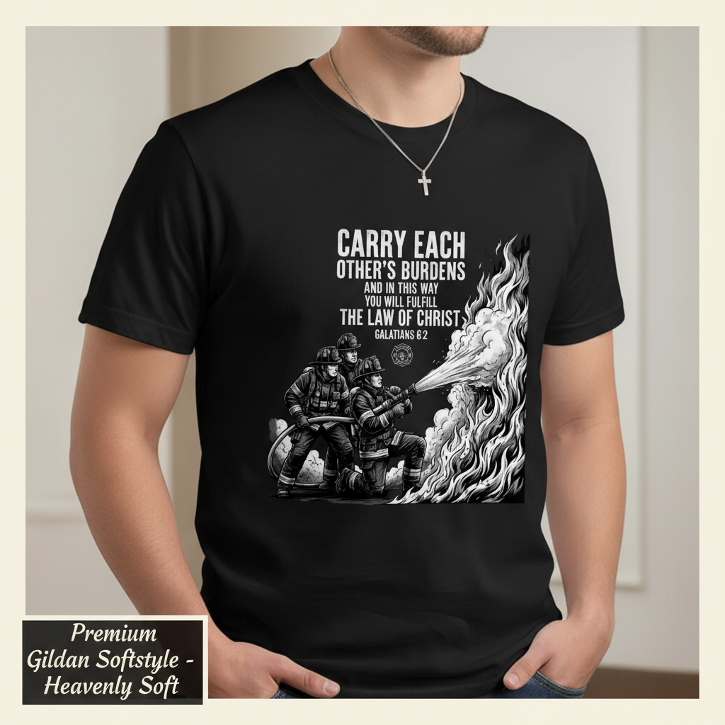 Law of Christ Firefighter T-Shirt__space