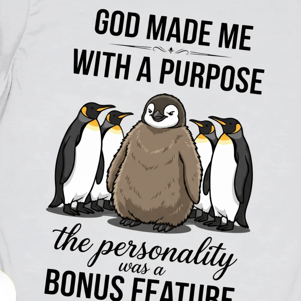 Purpose and Personality Penguin T-Shirt__detail
