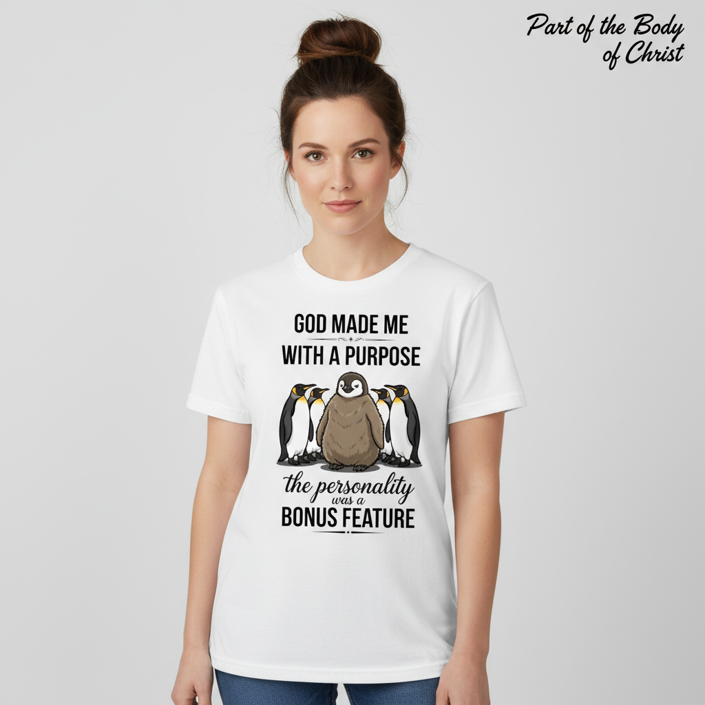 Purpose and Personality Penguin T-Shirt__hero