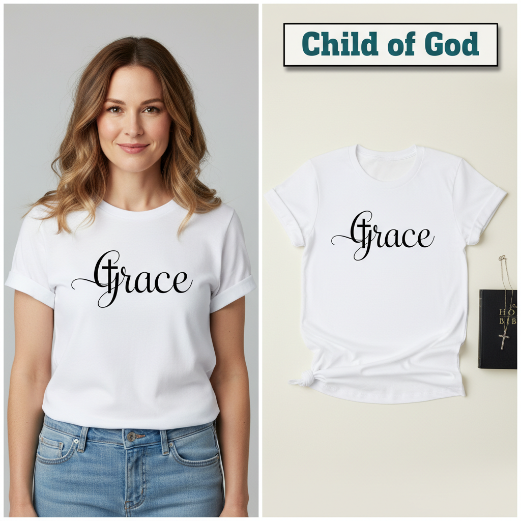 By Grace of God T-Shirt_model_flat
