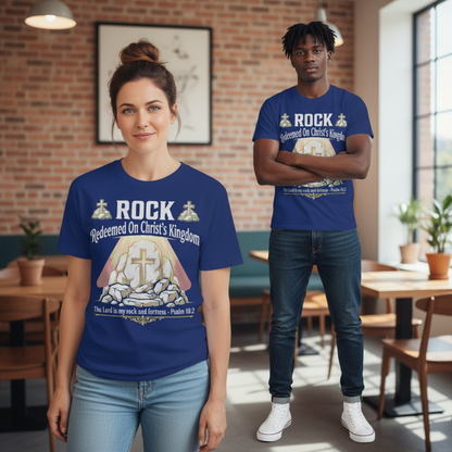 Christ the Rock Fortress T-Shirt_dual_model_life