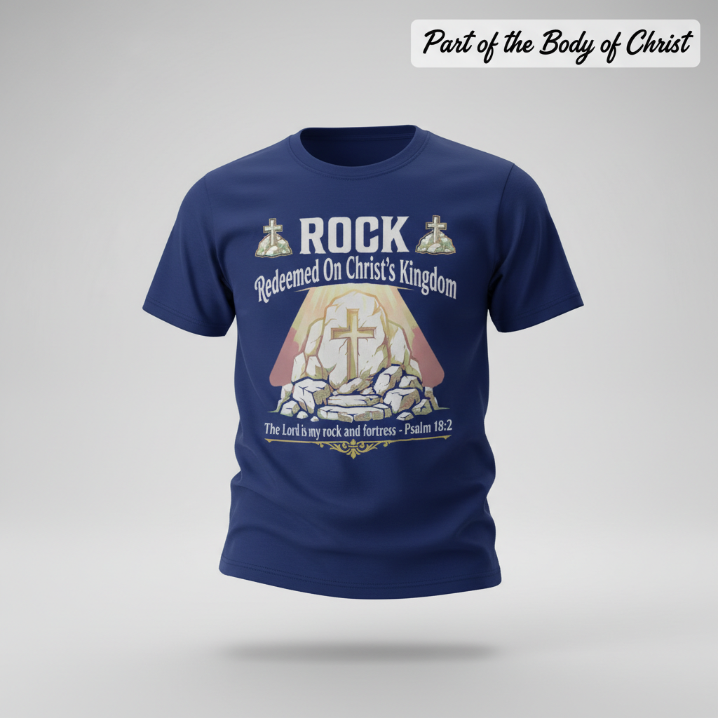 Christ the Rock Fortress T-Shirt_3d_float