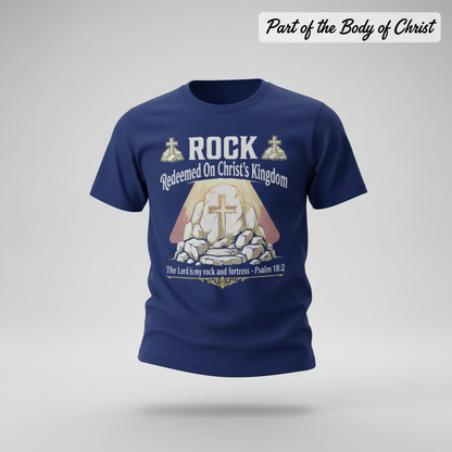 Christ the Rock Fortress T-Shirt_3d_float