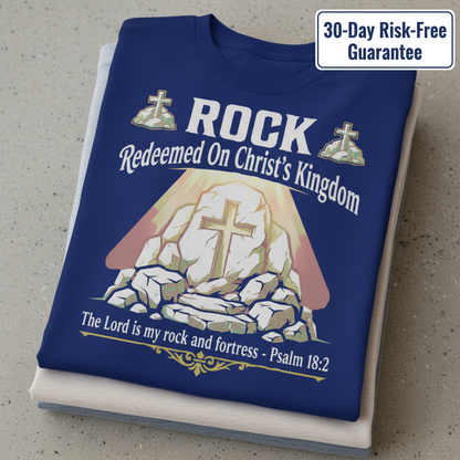 Christ the Rock Fortress T-Shirt_stacked_flatlay