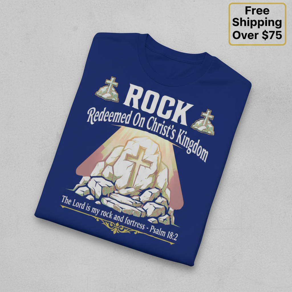 Christ the Rock Fortress T-Shirt_fold_tilt