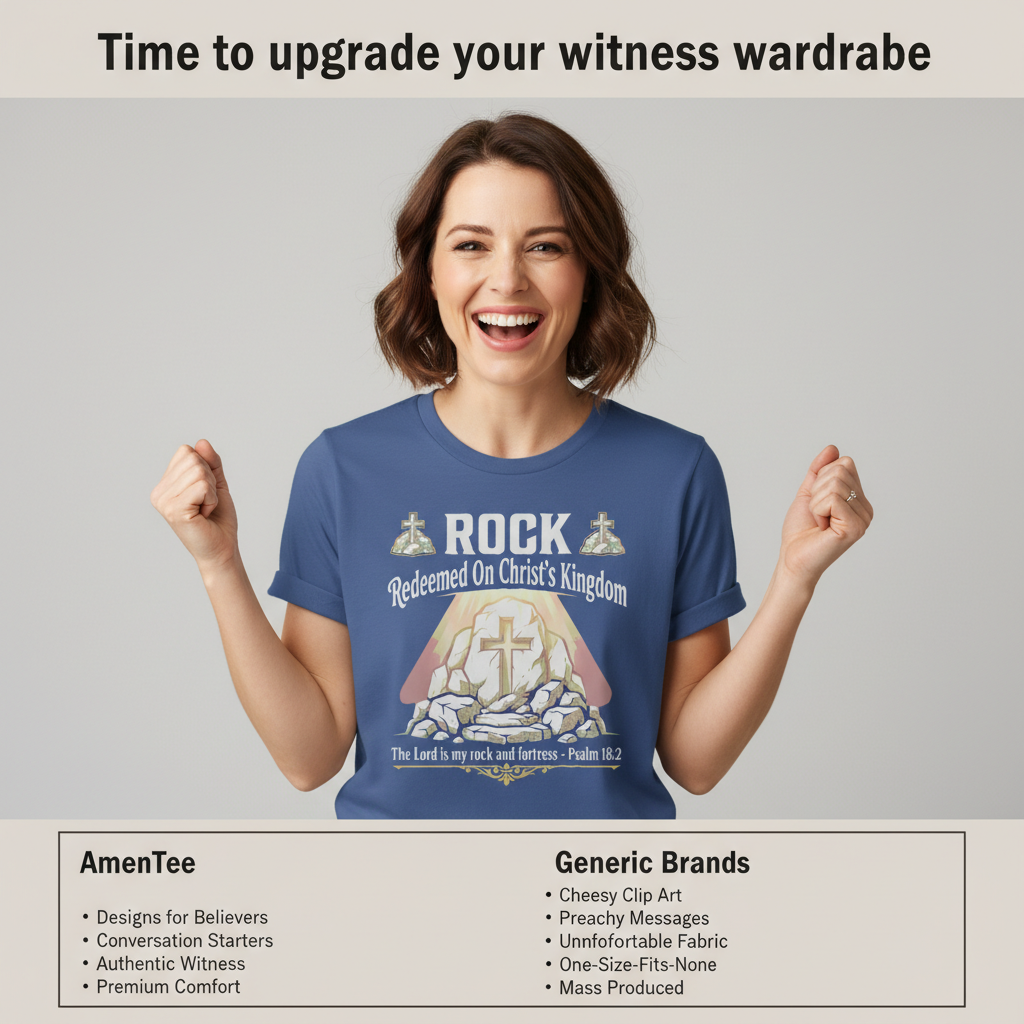 Christ the Rock Fortress T-Shirt_product_table