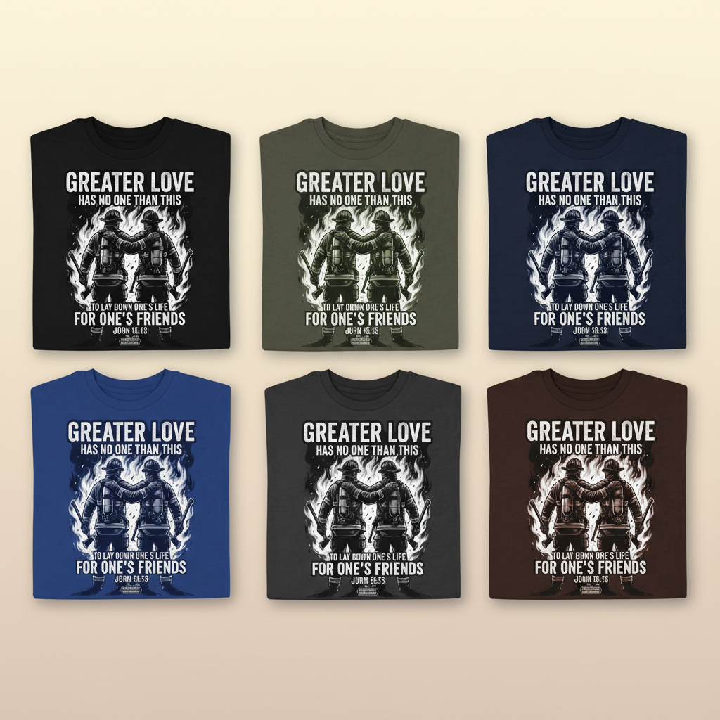 Greater Love Firefighter T-Shirt_6color_grid