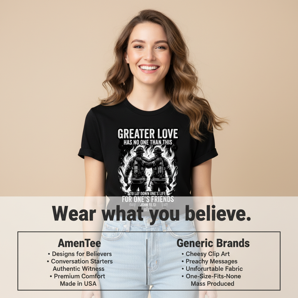 Greater Love Firefighter T-Shirt_product_table