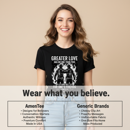 Greater Love Firefighter T-Shirt_product_table