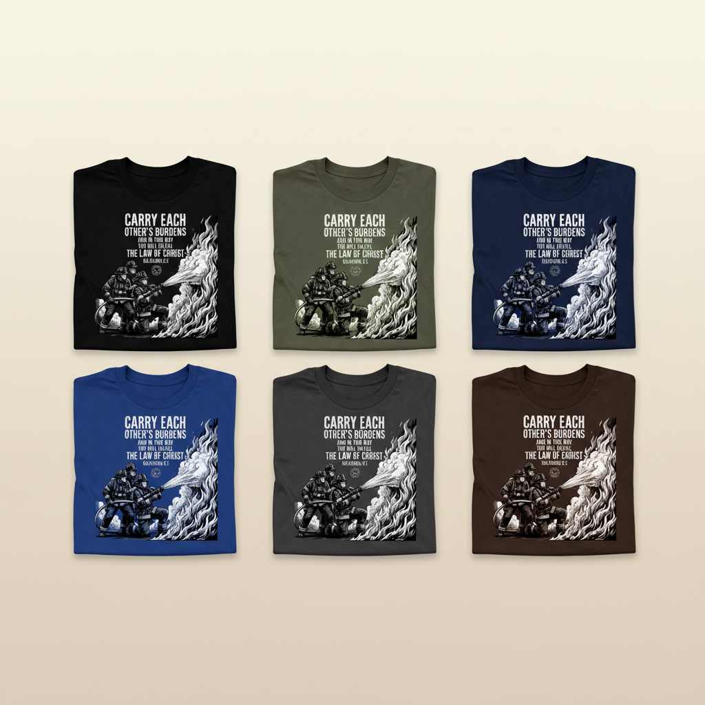 Law of Christ Firefighter T-Shirt_6color_grid