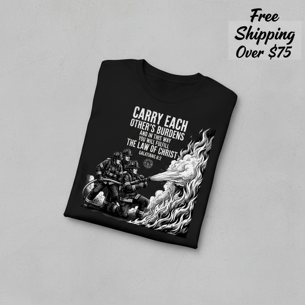 Law of Christ Firefighter T-Shirt_fold_tilt