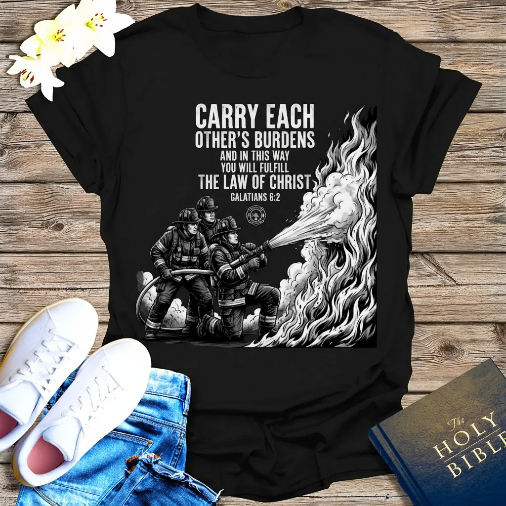 Law of Christ Firefighter T-Shirt_dual_model_life