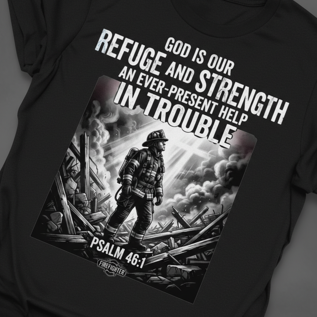 Firefighter Psalm 46:1 T-Shirt_extreme_za