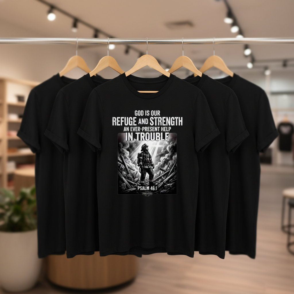 Firefighter Psalm 46:1 T-Shirt_boutique_rack