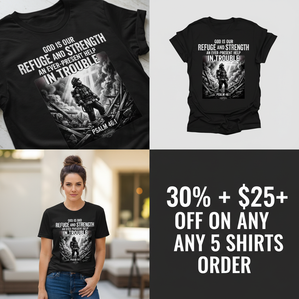 Firefighter Psalm 46:1 T-Shirt_4_panel