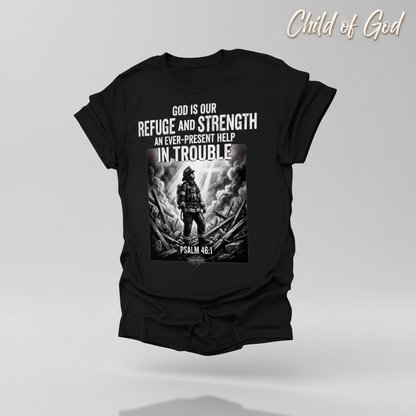 Firefighter Psalm 46:1 T-Shirt_3d_float