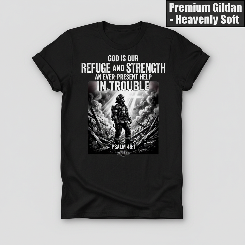Firefighter Psalm 46:1 T-Shirt_clean