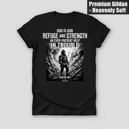 Firefighter Psalm 46:1 T-Shirt_clean