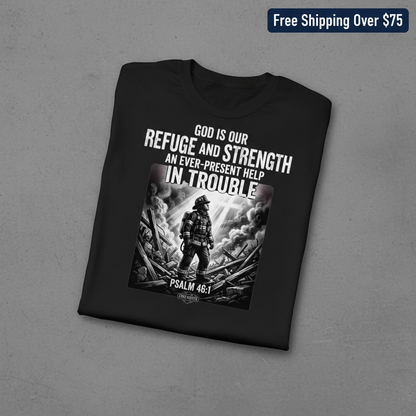 Firefighter Psalm 46:1 T-Shirt_fold_tilt