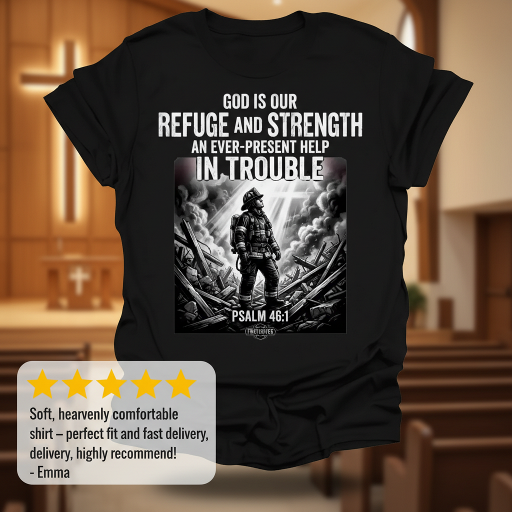 Firefighter Psalm 46:1 T-Shirt_review_5star