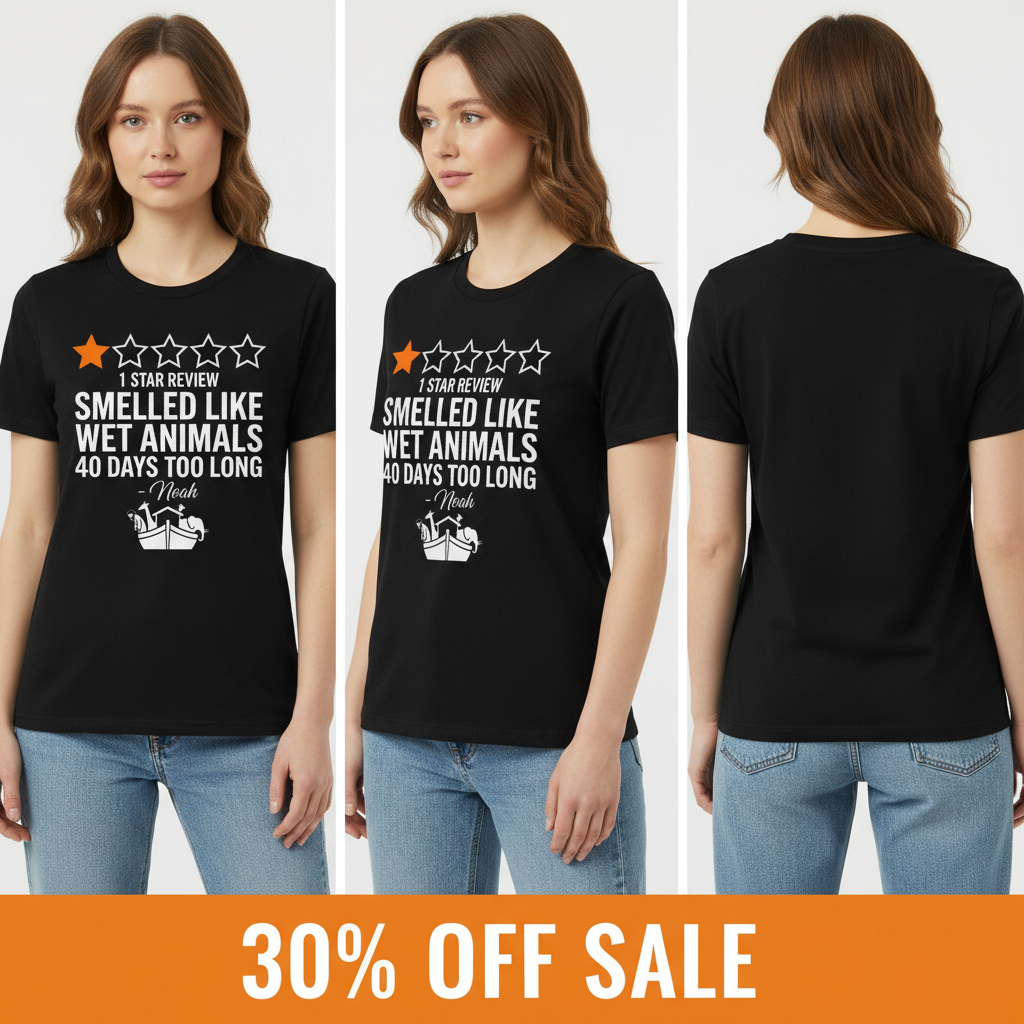 Noah's 1-Star Ark Review T-Shirt_triple_model