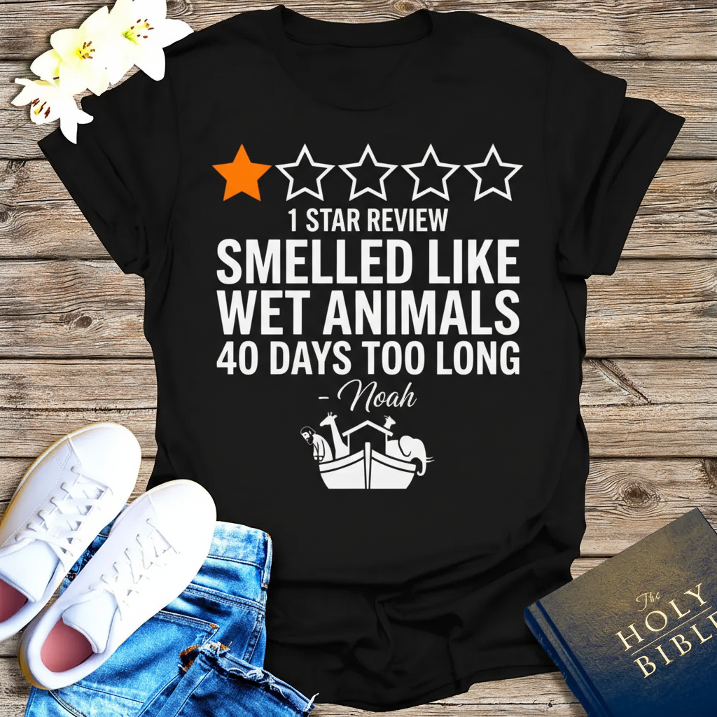 Noah's 1-Star Ark Review T-Shirt_dual_model_life