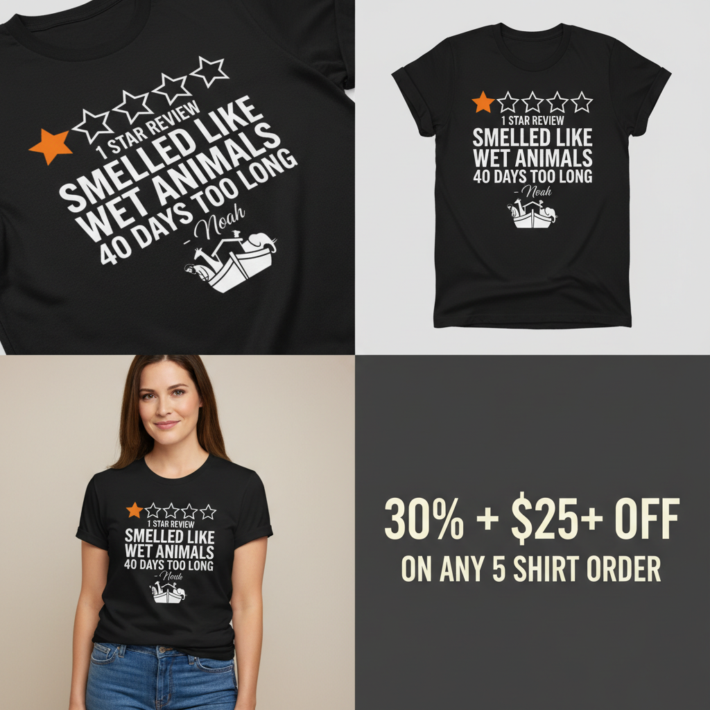 Noah's 1-Star Ark Review T-Shirt_4_panel