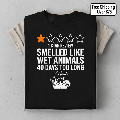 Noah's 1-Star Ark Review T-Shirt_stacked_flatlay
