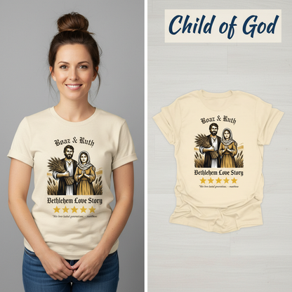 Boaz & Ruth Bethlehem Love Story T-Shirt_model_flat