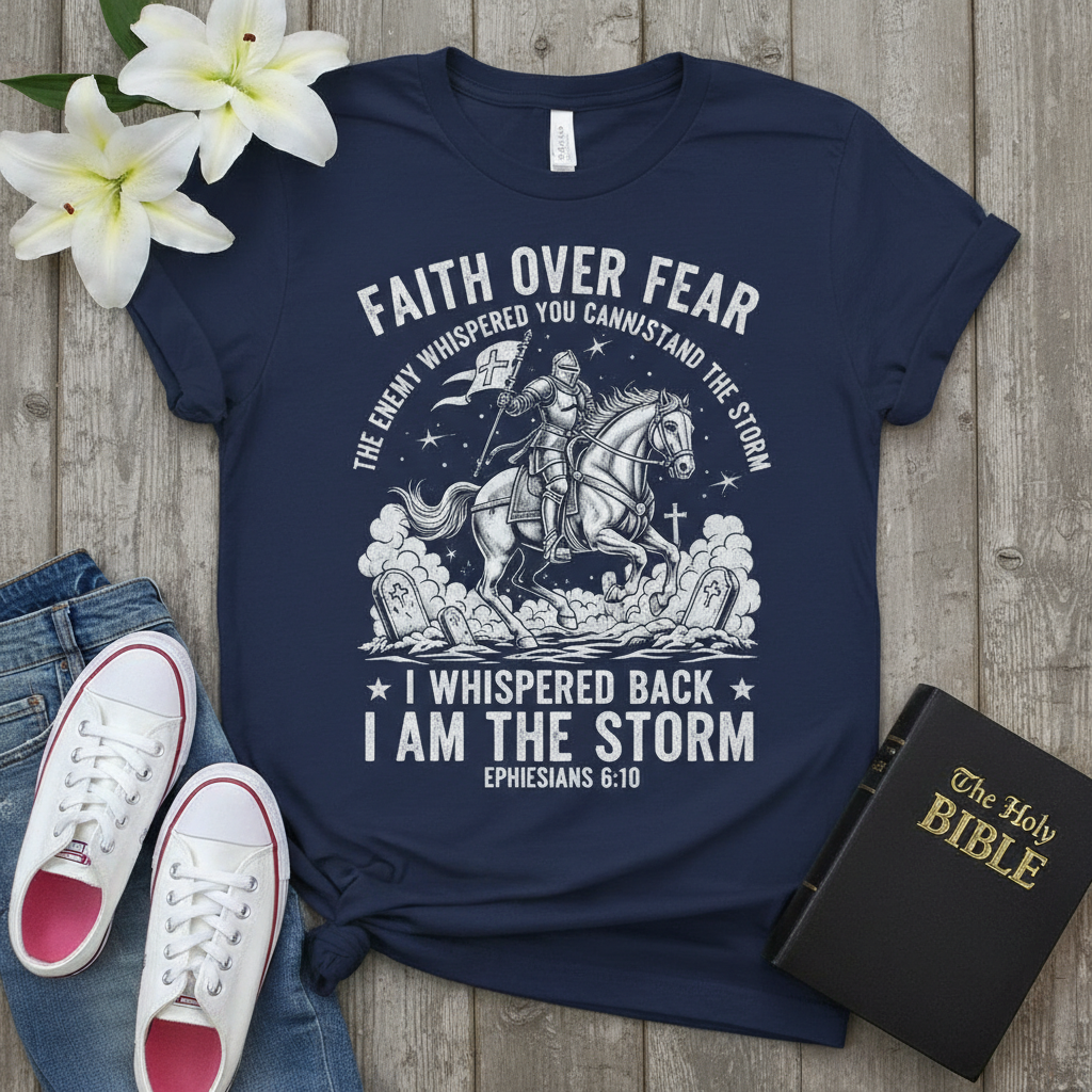 Faith Over Fear Warrior T-Shirt_triple_model