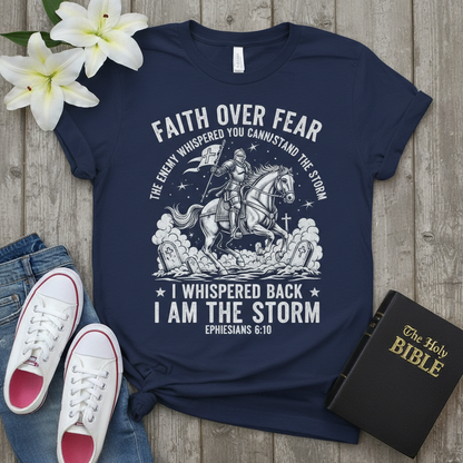 Faith Over Fear Warrior T-Shirt_triple_model