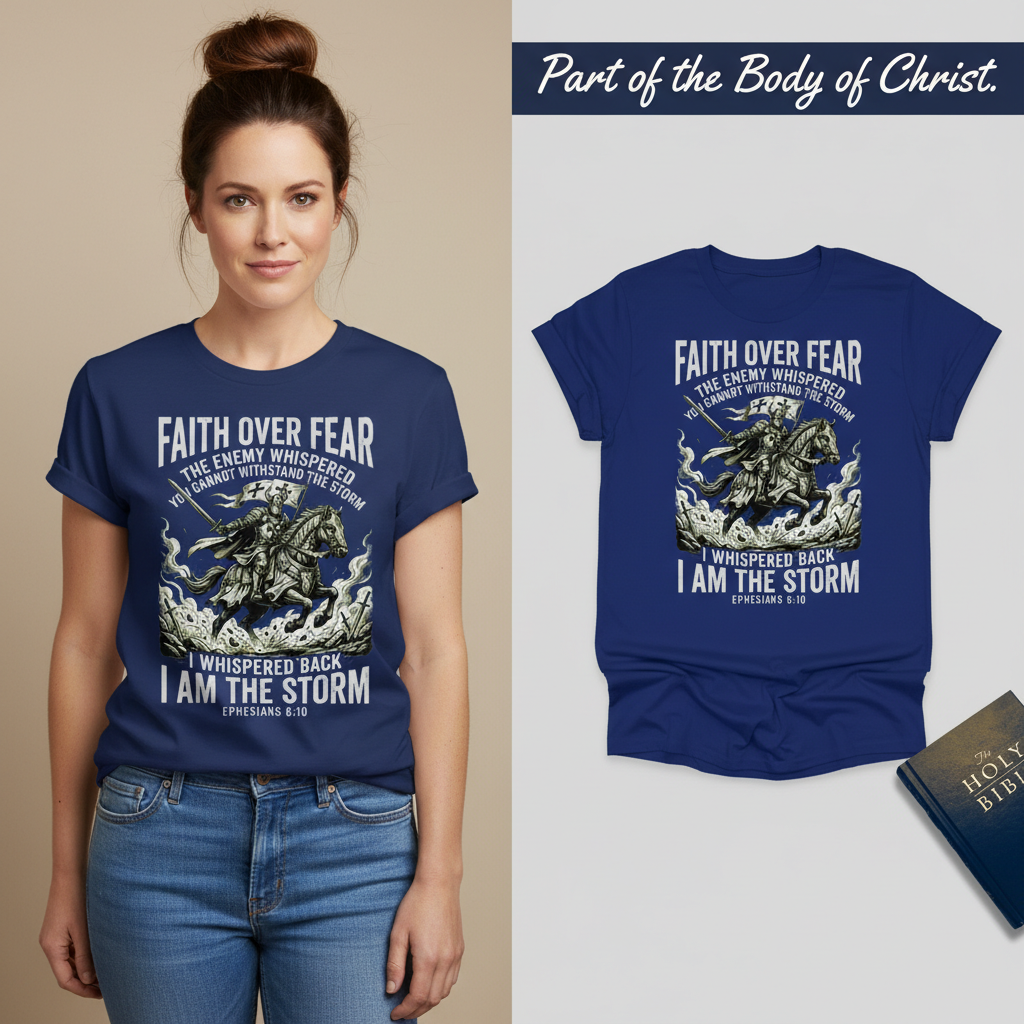 Faith Over Fear Warrior T-Shirt_model_flat