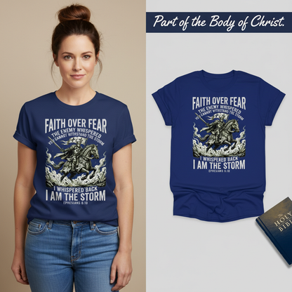 Faith Over Fear Warrior T-Shirt_model_flat