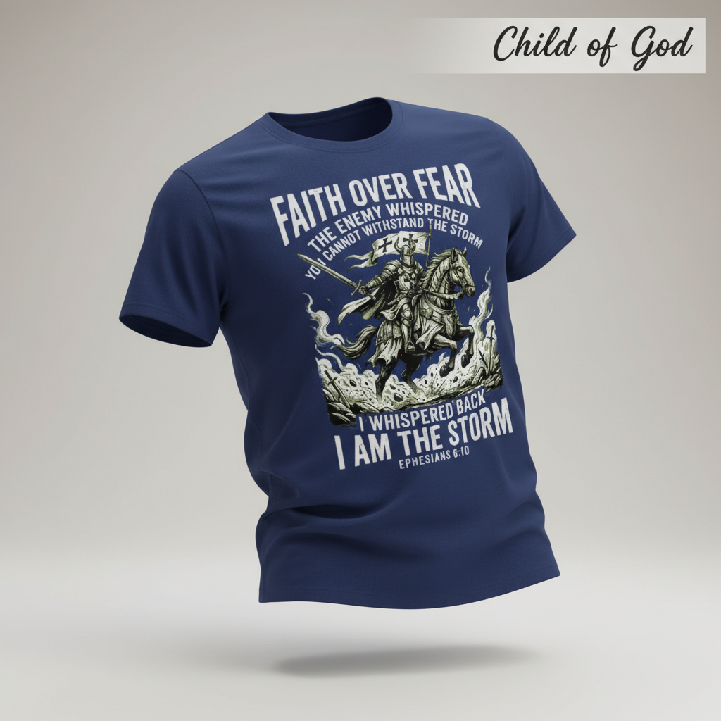 Faith Over Fear Warrior T-Shirt_3d_float