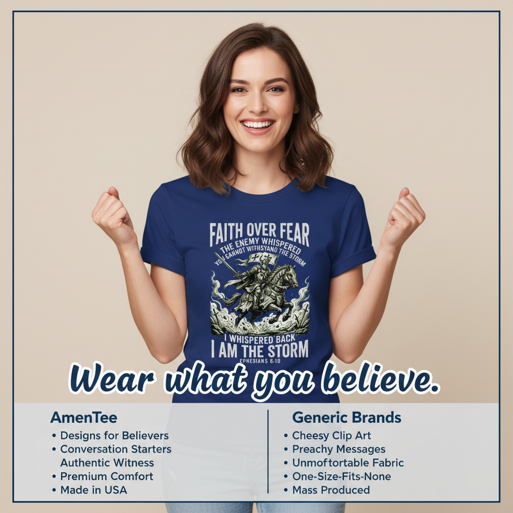 Faith Over Fear Warrior T-Shirt_product_table