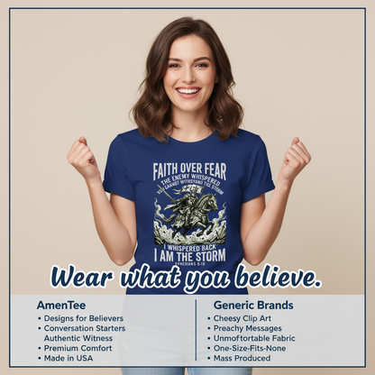 Faith Over Fear Warrior T-Shirt_product_table