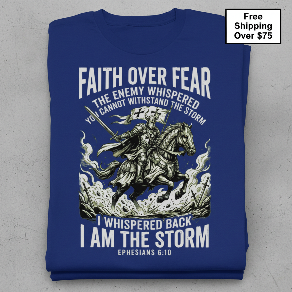 Faith Over Fear Warrior T-Shirt_stacked_flatlay