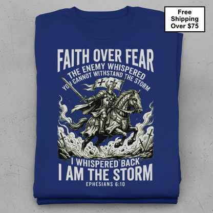 Faith Over Fear Warrior T-Shirt_stacked_flatlay